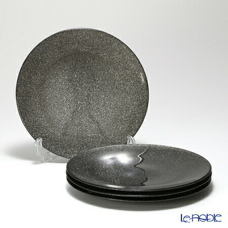 【P10倍・クーポン】Vetro Felice ヴェトロ フェリーチェ グリッター プレート 21cm ダークグレイ 4枚セット /// ガラス 中皿 丸皿 ケーキ皿 デザート皿 グレー おしゃれ キラキラ 21センチ 食器 イタリアンデザイン // ギフト プレゼント 贈り物 記念日 結婚祝い 誕生日