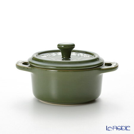 ストウブ(staub) ココットラウンド(セラミック製) 10cm／200ml バジルグリーン 鍋 新生活 結婚祝い お鍋 キッチン 用品 雑貨 調理