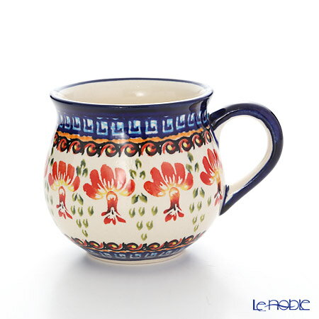 【P10倍・クーポン】ポーリッシュポタリー(ポーランド陶器) ボレスワヴィエツ マグ 220ml／8cm 1452／DU-184 /// マグカップ ザクワディ ポーランド食器 花柄 手作り レンジ対応 食洗機対応 オーブン対応 丸い おしゃれ かわいい 雑貨 // プチギフト プレゼント 贈り物