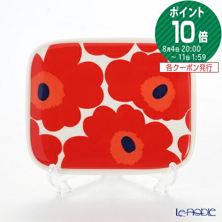 【ポイント10倍】マリメッコ(marimekko) Unikko ウニッコ プレート レッド 12.5×15.5cm 北欧 食器 皿 お皿 ブランド 結婚祝い 内祝い