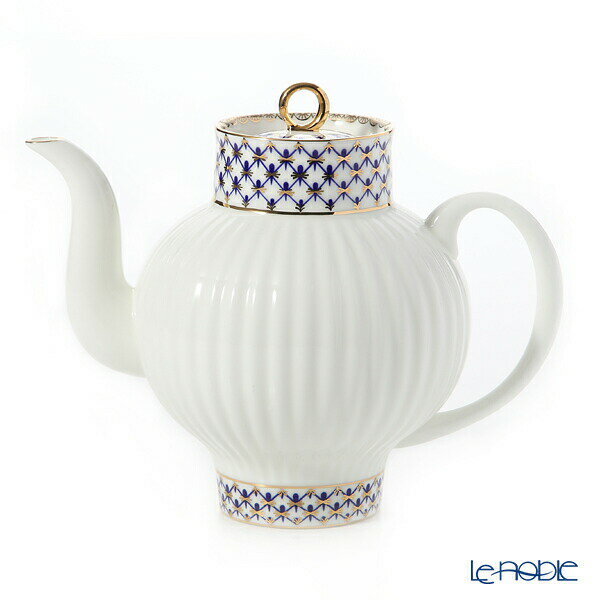 【12/1クーポン・P10】 ロシア食器 インペリアル・ポーセリン コバルトネット ティーポット(ウエイブ) 800ml インペリアルポーセリン Imperial Porcelain