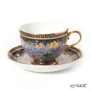 【P10倍・クーポン】ブランベンジャロン工房 ティーカップ&ソーサー ウォーターロータスブラック /// タイ ベンジャロン焼き カップアンドソーサー かわいい...