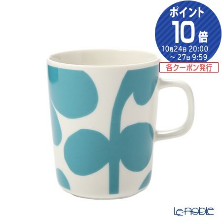 マリメッコ(marimekko) Leikko レイコ／カットフラワー マグカップ 250ml ティール×ホワイト 071595-170／22SS 北欧 食器 クリスマス プレゼント おしゃれ かわいい ブランド 結婚祝い 内祝い 出産内祝い 出産祝い 結婚内祝い