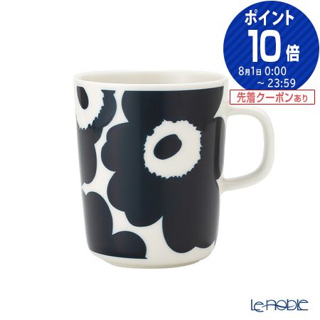 【先着クーポンあり】マリメッコ(marimekko) Unikko ウニッコ マグカップ 250ml ホワイト×ダークブルー 072275-150／23SS 北欧 食器 プレゼント おしゃれ かわいい ブランド 結婚祝い 内祝い 出産内祝い 出産祝い 結婚内祝い