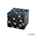 【P10倍・クーポン】漆器 二段重 桜唐草 黒(パール) 木紛加工品/ウレタン塗り 10.5×H9cm NC-675 京都 漆器の井助 キッチン 用品 雑貨 調理