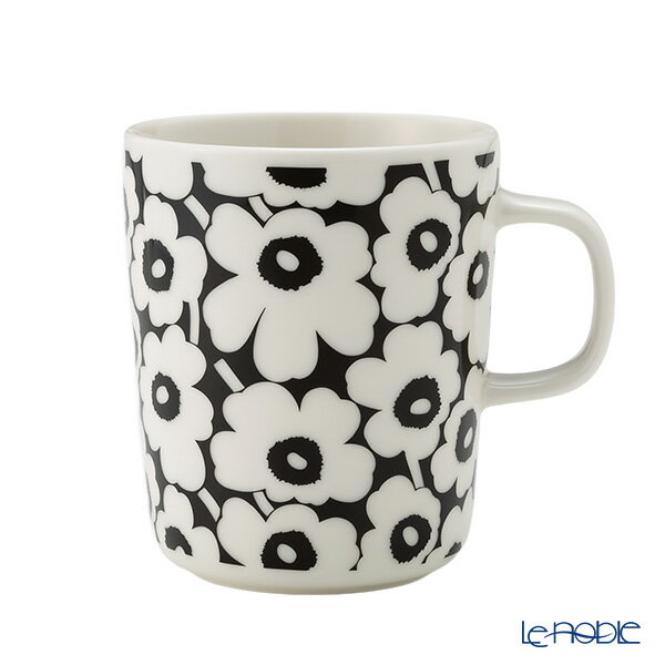 【先着クーポンあり】マリメッコ(marimekko) Unikko ウニッコ／けしの花 60thアニバーサリーコレクション マグカップ 250ml ブラック×ホワイト 073087-910／24SS【あす楽】 北欧 食器 プレゼント おしゃれ かわいい ブランド 結婚祝い 内祝い 出産内祝い 出産祝い