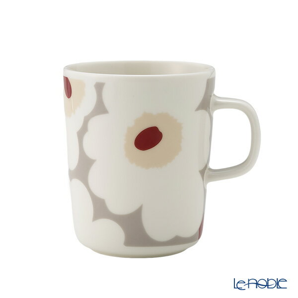 マリメッコ(marimekko) Unikko ウニッコ／けしの花 マグカップ 250ml ホワイト×ライトグレー×レッド 073065-193／24SS 北欧 食器 プレゼント おしゃれ かわいい ブランド 結婚祝い 内祝い 出産内祝い 出産祝い 結婚内祝い