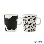 マリメッコ(marimekko) Unikko ウニッコ／けしの花 60thアニバーサリーコレクション マグカップ 250ml ペア ブラック×ホワイト 柄違い 北欧 食器 プレゼント おしゃれ かわいい ブランド 結婚祝い 内祝い 出産内祝い 出産祝い 結婚内祝い