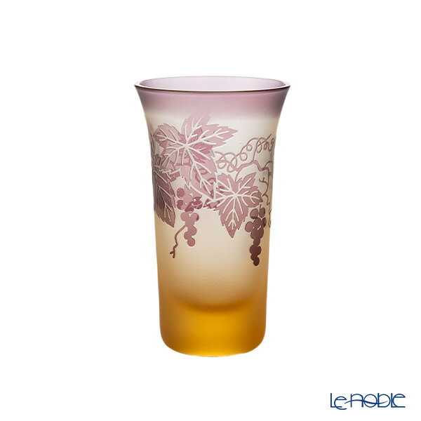 【P5倍・クーポン】太武朗工房／タブロー 彫刻硝子 夢柄子 ぶどう紋 一口ビールグラス アンバー／パー..