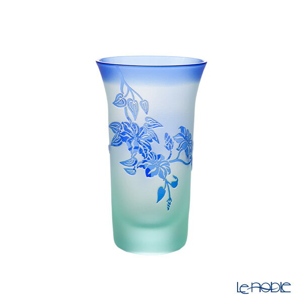 太武朗工房／タブロー 彫刻硝子 夢柄子 鉄線紋 一口ビールグラス グリーン／ブルー 120ml 41 ...