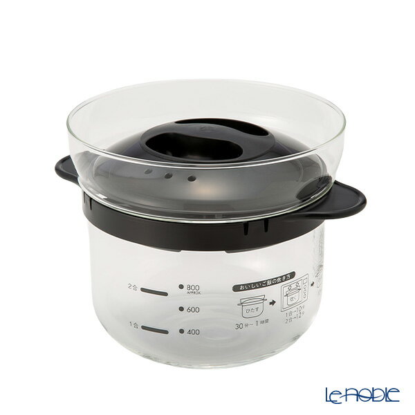 【12/1クーポン・P10】 ハリオ ガラスのレンジご飯釜 1~2合用 計量カップ付き XRCN-2-B【電子レンジ用..