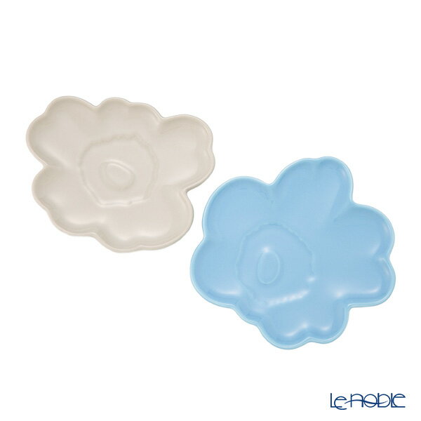 【P5倍・クーポン】マリメッコ(marimekko)Unikko ウニッコ／けしの花 プレートセット ライトブルー×ベージュ 13.5cm 074591-580／25AW 北欧 マリメッコ marimekko 食器 プレート 皿