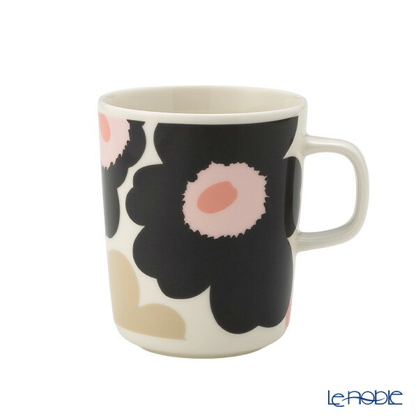 【P10倍・クーポン】マリメッコ(marimekko) Unikko ウニッコ／けしの花 マグカップ250ml ホワイト×チャコール×ピンク 075266-198／26SS