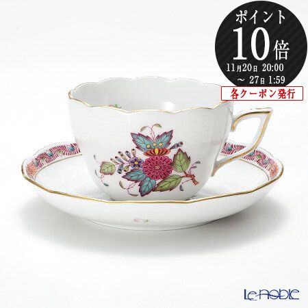 【P10倍・クーポン】ヘレンド(HEREND) アポニーフラワー 00730-0-00 ティーカップ&ソーサー(兼用) 200ml プレゼント おしゃれ かわい...