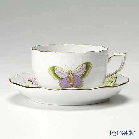 【P10倍・クーポン】ヘレンド(HEREND) ロイヤルガーデン EVICTP1(パピヨン) 00724-0-00 ティーカップ&ソーサー 200ml グリーン...