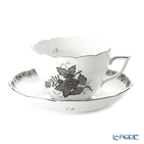 【P10倍・クーポン】ヘレンド(HEREND) アポニーブラックプラチナ 00730-0-00 ティーカップ&ソーサー(兼用) 200ml プレゼント おしゃれ...