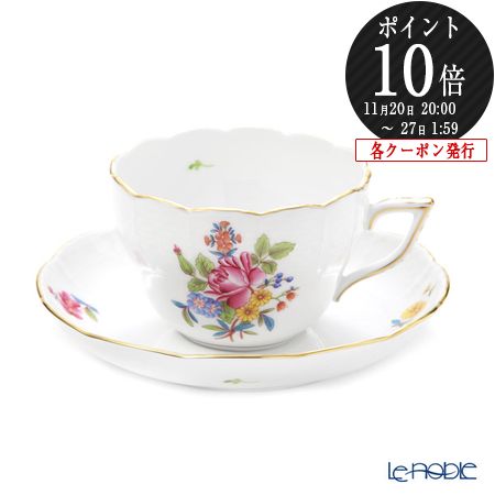 【P10倍・クーポン】ヘレンド(HEREND) ブーケコルネリア HBC 00730-0-00 ティーカップ&ソーサー(兼用) 200ml ブーケコルネリア(H...