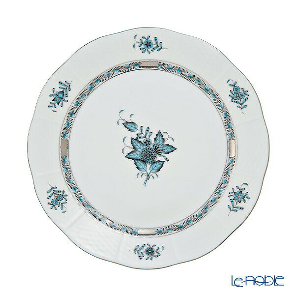 ヘレンド (HEREND) アポニーターコイズプラチナ ATQ3-PT プレート 25cm 00524-0-00 /// HEREND 大皿 平皿 絵付け おしゃれ かわいい カレー パスタ 高級 ブランド 花柄 洋食器 ディナープレート 大きい // 結婚祝い ギフト プレゼント 贈り物 出産祝い 還暦祝い