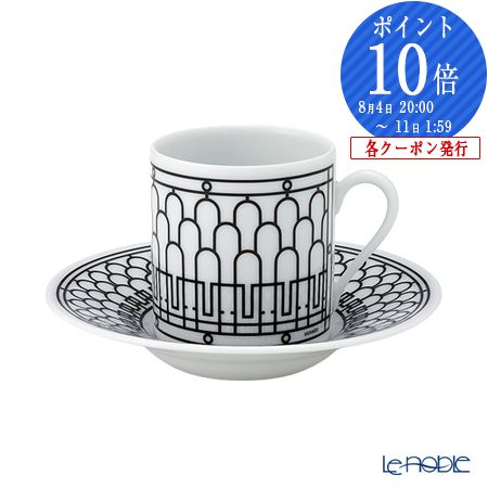 【P10倍・クーポン】エルメス (HERMES) H Deco アッシュデコ コーヒーカップ＆ソーサー 90ml /// Hデコ エスプレッソカップ デミタスカップ おしゃれ ブランド 高級 フランス 洋食器 白磁器 モダン // ギフト プレゼント 贈り物 誕生日 結婚祝い 出産祝い 還暦祝い 退職祝