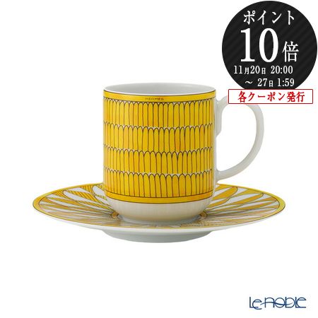 【P10倍・クーポン】エルメス (HERMES) ソレイユ ドゥ エルメス コーヒーカップ&ソーサー 100ml デミタス/エスプレッソ用 046017P //...
