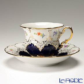 【ポイント10倍】マイセン (Meissen) 宮廷の小花 011098／15582 コーヒーカップ＆ソーサー 200ml(紺金彩) /// Bフォーム マイセン コーヒーカップ&ソーサー おしゃれ 小花柄 ゴールド ブルー系 ハンドペイント 豪華 高級 // ギフト プレゼント 結婚祝い 引き出物 お祝いのサムネイル
