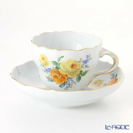 マイセン (Meissen) 黄色のバラ(ブーケ)と忘れな草 139210／00582 コーヒーカップ＆ソーサー 200ml コーヒ―カップ プレゼント おしゃれ かわいい 食器 ブランド 結婚祝い 内祝い 出産内祝い 出産祝い 結婚内祝い