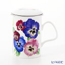 【ポイント10倍】ロイカーカム パンジー ブルー こし器付ビーカー 320ml /// マグカップ 茶こし付き 蓋付き イギリス製 輸入雑貨 花柄 食洗機対応 お茶 紅茶 大人可愛い おしゃれ ブランド 高級 ボーンチャイナ 女性 // ギフト プレゼント 贈り物 母の日 誕生日 結婚祝い