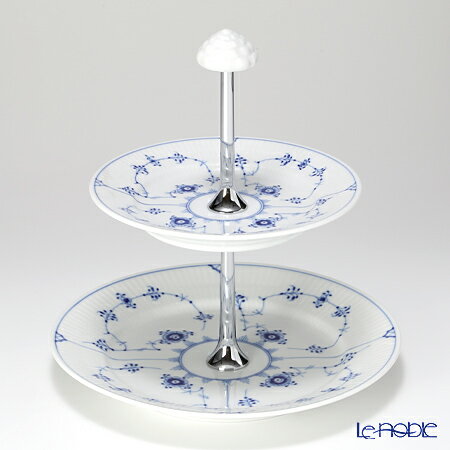 ロイヤルコペンハーゲン (Royal Copenhagen) ブルー フルーテッド プレイン 2段ケーキスタンド 24cm 組立式 1101437／1016764 北欧 ブルーフルーテッド ティースタンド キッチン 用品 雑貨 調理のサムネイル