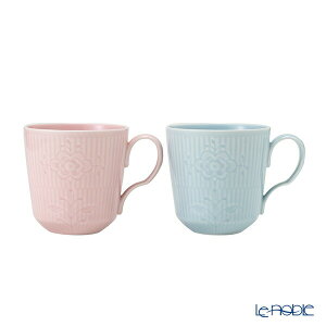 【ポイント10倍 】ロイヤルコペンハーゲン (Royal Copenhagen) フラワーエンブレム マグカップ M 350ml ブルーローズ＆ピンク ペア 2649046／1017144 北欧 おしゃれ かわいい ホワイトデー 母の日 食器 ブランド 結婚祝い 内祝い 出産内祝い 出産祝い 結婚内祝い