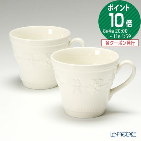 【ポイント10倍】ウェッジウッド (Wedgwood) フェスティビティ マグ 350ml(アイボリー) ペア /// ウエッジウッド マグカップ おしゃれ かわいい ペアマグカップ 花柄 高級 ブランド // ギフト プレゼント 贈り物 結婚祝い お祝い 内祝い