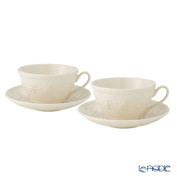 ウェッジウッド ティーカップ ウェッジウッド (Wedgwood) フェスティビティ ティーカップ＆ソーサー 160ml(アイボリー) ペア 【ブランドボックス付】 /// 2客セット ウェッジウッド ティーカップセット おしゃれ かわいい ウエッジウッド // ギフト 結婚祝い お祝い 内祝い