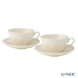 【P5倍・クーポン 】ウェッジウッド (Wedgwood) フェスティビティ ティーカップ＆ソーサー 160ml(アイボリー) ペア 【ブランドボックス付】【あす楽】 /// 2客セット ウェッジウッド ティーカップセット おしゃれ かわいい ウエッジウッド // ギフト 結婚祝い お祝い 内祝い