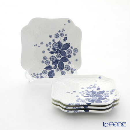 【P10倍・クーポン】ウェッジウッド (Wedgwood) ストロベリーブルームインディゴ スモールプレート 14×14cm 4枚セット ウエッジウッド Wedgwood ストロベリーブルーム インディゴ 食器セット