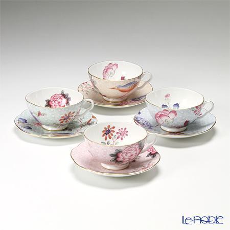 【ポイント10倍】ウェッジウッド (Wedgwood) カッコー ティーカップ＆ソーサー 180ml 4客セット /// おしゃれ かわいい 鳥柄 花柄 ハーレクィーンコレクション カッコー 紅茶カップ ウエッジウッド 食器 高級 ブランド // ギフト プレゼント 結婚祝い 引き出物 お祝い 内祝い