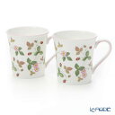 【ポイント10倍】ウェッジウッド (Wedgwood) ワイルドストロベリー カジュアル マグ 300ml ピンク ペア /// マグカップ 2個セット WEDGWOOD 来客用 いちご柄 花柄 電子レンジ対応 食洗機対応 大人可愛い おしゃれ ブランド 高級 // ギフト プレゼント 贈り物 結婚祝い