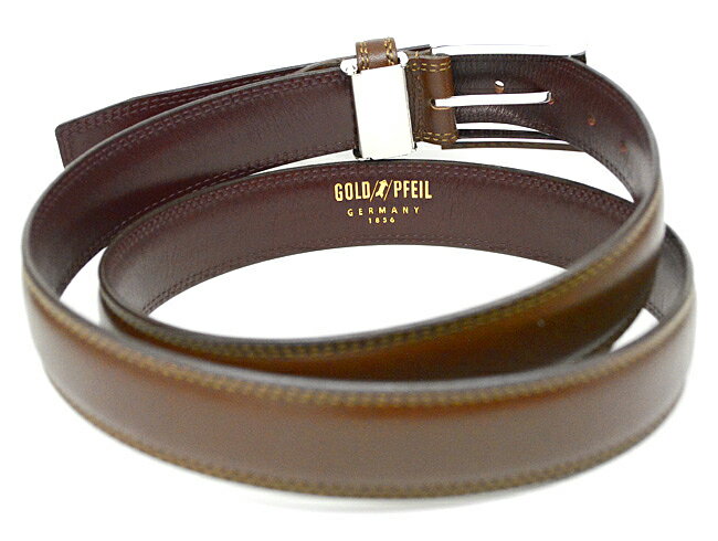 GOLD PFEIL 「ゴールドファイル」 【チョコ】レザー サイズ調整可能 職人 手作り ピン式 ベルト 牛革 本革 ベルト GB52110