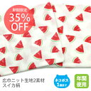 【通常価格999円より35%OFF649円】★楽天スーパーSALE連動セール11日01:59まで★広巾ニット生地2素材/スイカ柄【オフホワイト地 たべもの 果物 フルーツ 綿 布 コットン 日本製 国産 ハンドメイド 商用利用可 当店のみオリジナル商品 ジャージ 熊 レッド 夏】