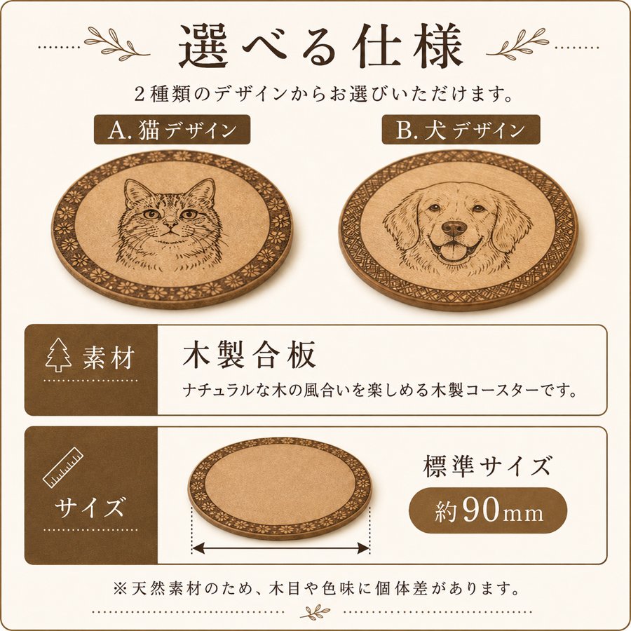名入れコースター 猫犬用｜KIZUNATAG