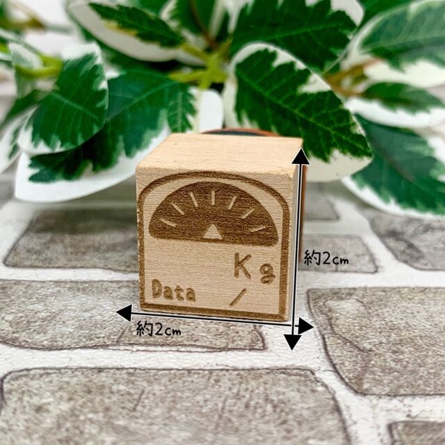 【ゴム印】体重計 ダイエットハンコ (2cm×2cm) 体重管理 食事制限 運動
