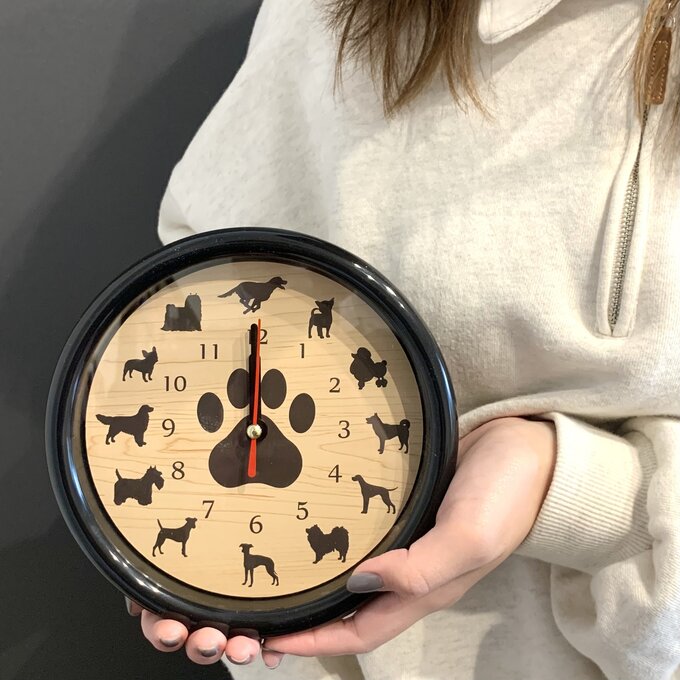 【送料無料】Dog series wall clock (Black ver.) 犬 愛犬 壁掛け時計 ドック ギフト 時計