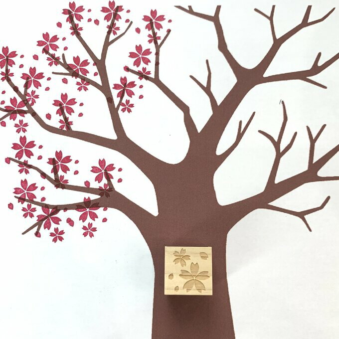 【送料無料】桜の花びらゴム印ハンコ スタンプ 印鑑 印面　 はんこ 満開 重ね押し ...