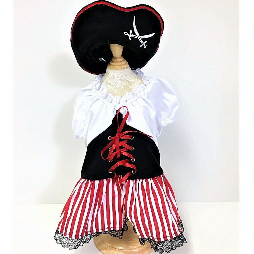 海賊ワンピワンピース 1〜5号 ワンピ コスチューム 帽子付き ハロウィン 極小犬 パピー 超小型犬 小型犬 犬 猫 ペット 服 犬の服 猫の服 犬服 猫服 ハロパ ウェア 仮装 衣装 コスプレ かっこいい かわいい バイカラー りぼん ストライプ オールシーズン 返品交換不可