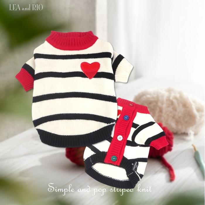 ボーダーニットトップス S～2Lサイズ ニット セーター カーディガン アシンメトリー 犬服 猫服 犬の服 猫の服 おしゃれ かわいい 秋冬 ナチュラル シック あったかい デイリー お散歩 カジュアル 極小犬 パピー 小型犬 中型犬 犬 猫 ペット 服 シンプル 秋冬 冬服