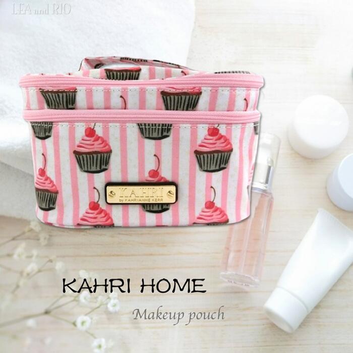 Rakuten - KAHRI HOME - カーリ ホーム -コスメポーチ メイクポーチ ポーチ ボーダー カジュアル 誕生日 花柄 ストライプ フラワー ハイビスカス ボタニカル 北欧風 カップケーキ セレブ 上品 バニティ 大人カワイイ おしゃれ かわいい 雑貨 プレゼント 母の日 返品交換不可