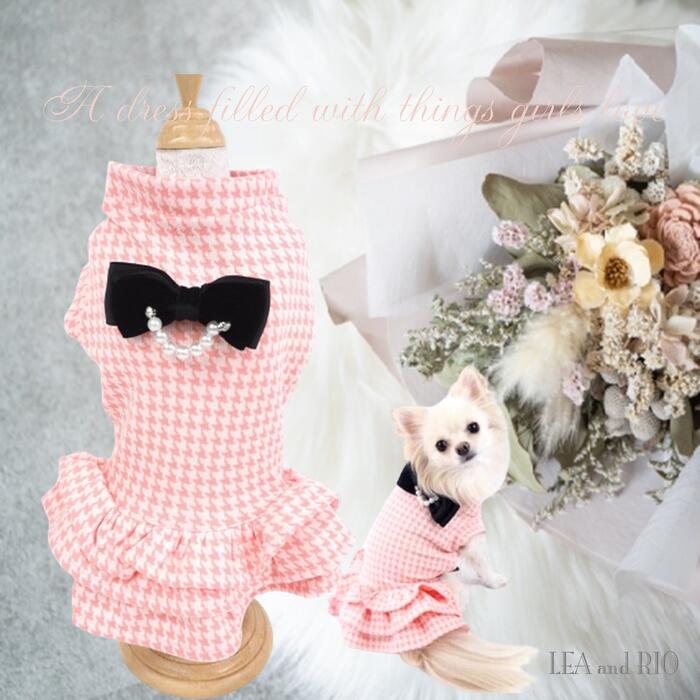 ハンドメイド　グレンチェック　千鳥柄　3段ティアードワンピース　秋犬服 ハンドメイド グレンチェック 千鳥柄 3段ティアードワンピース