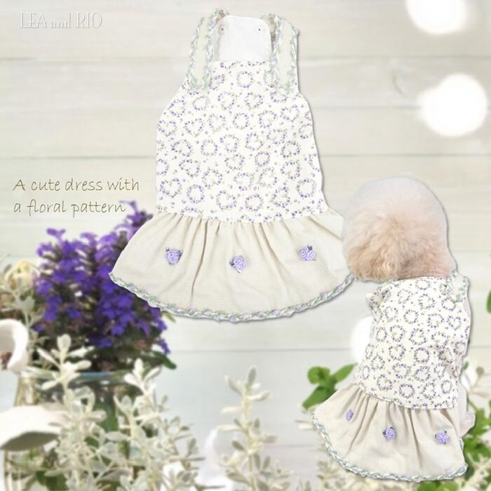 ナチュラルデザイン ワンピース 小型犬サイズ 0～6号 洋服 ウェア フレア カジュアル シンプル 花柄 北..