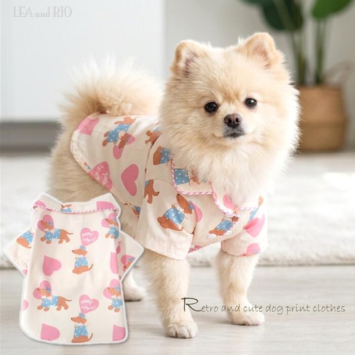 Rakuten - 【2026 Spring 新作】カジュアルシャツ トップス 小型犬用 1～7号 シャツ レトロポップ 犬柄 ハート 可愛い シンプル チェック柄 極小犬 パピー 超小型犬 小型犬 犬 猫 ペット 服 犬服 猫服 犬の服 猫の服 洋服 ウェア コットン カジュアル かっこいい ハンドメイド