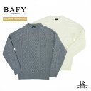 【ポイント10倍】BAFY バフィー クルーネック ニット フィッシャーマンズニット ケーブル編み アラン セーター 4175 ミドルゲージ ホワイト グレー ウール イタリア ブランド 秋冬モデル 国内正規品 39600 【送料無料】