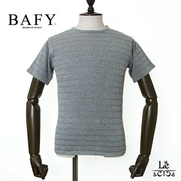 【30%OFF】BAFY バフィー パイル クルーネック カットソー メンズ 半袖 Tシャツ ボーダー タオル地 丸首 グレー イタリア ブランド 春夏モデル 国内正規品 16500【送料無料】