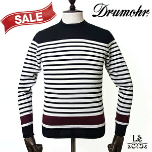 【40％OFF】Drumohr ドルモア メンズ クルーネック ニット D0A103RN ボーダー コットン カシミヤ セーター 長袖 ネイビー ボルドー イタリア製 春夏モデル 国内正規品 33000【送料無料】